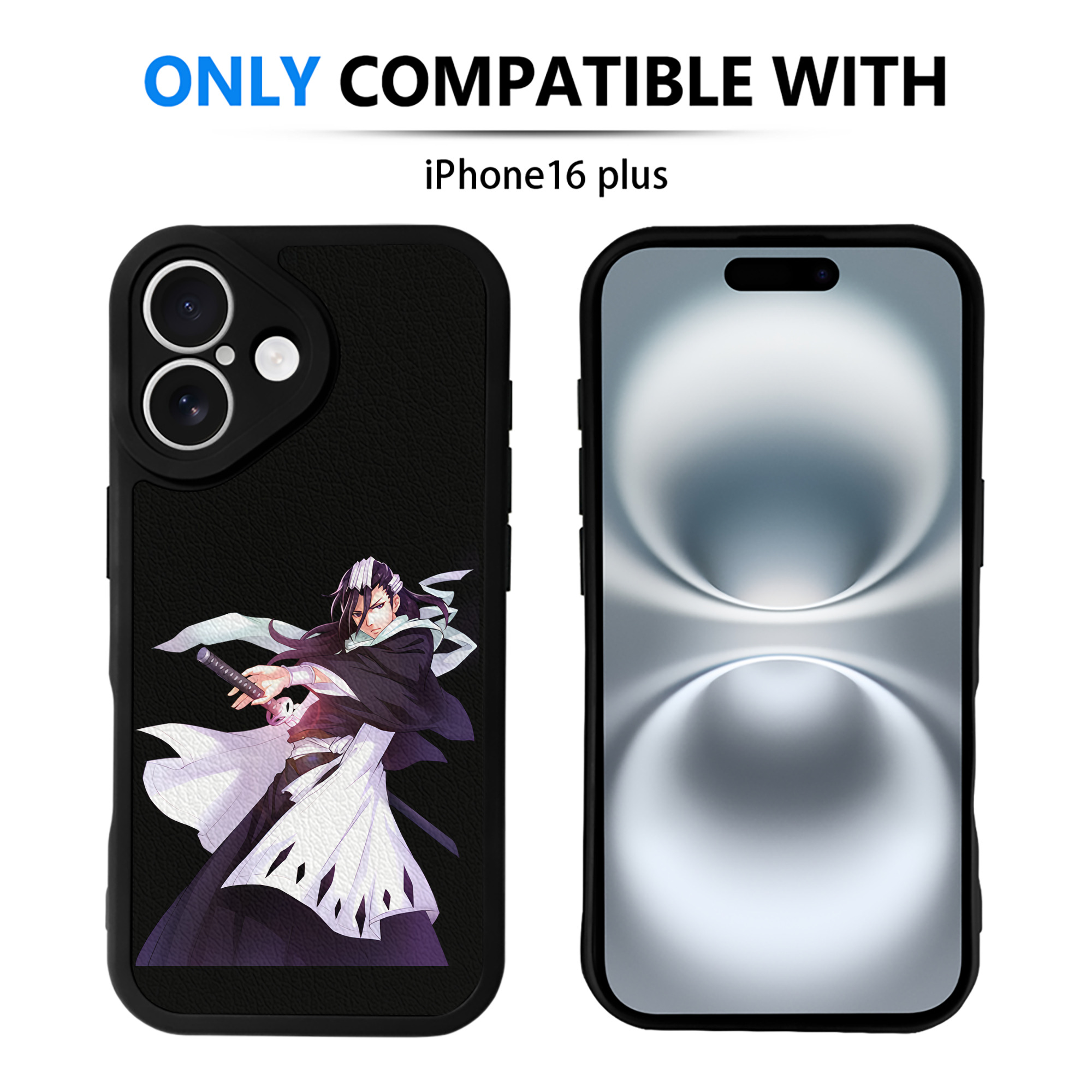 （画像用） ブリーチ くちき びゃくや BLEACH Kuchiki Byakuya 【iPhone 16シリーズ対応】シリコンスマホケース（レザー調） 材質：シリコン